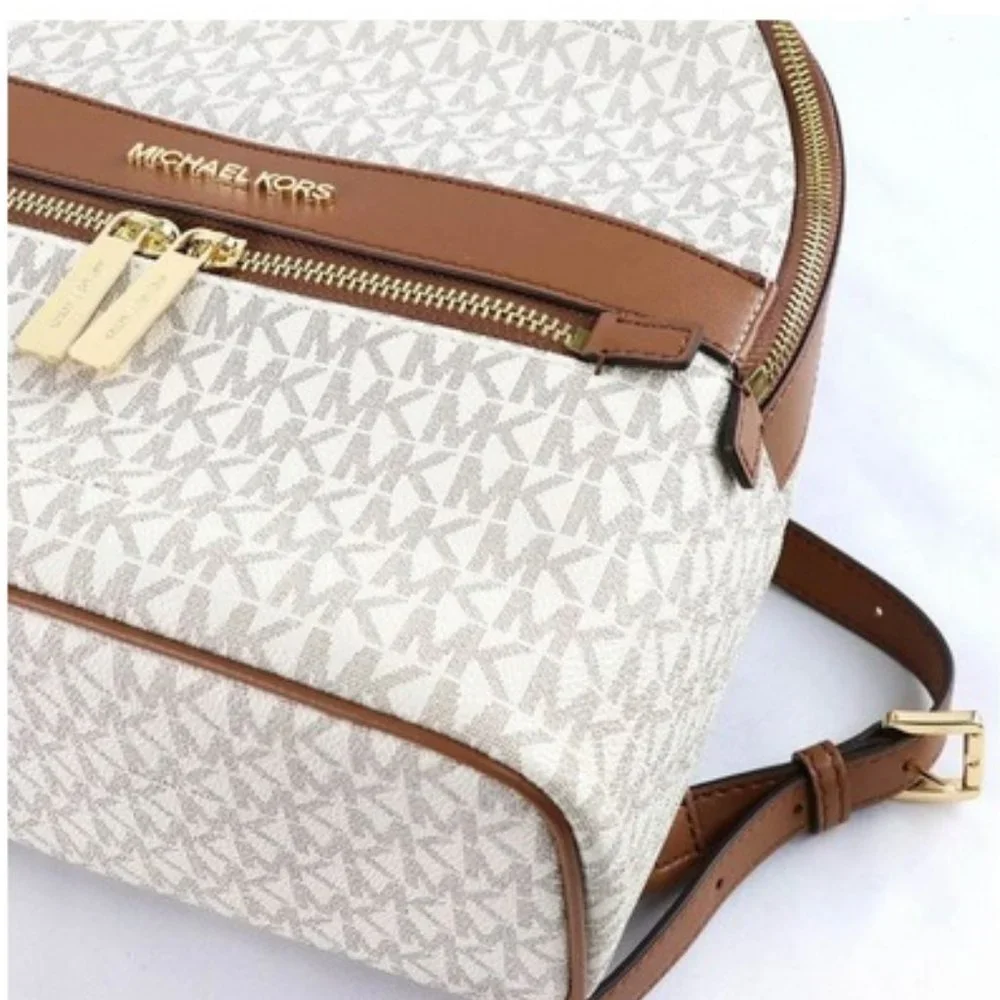 MICHAEL KORS Kenly Medium Backpack Signature Vanilla Bag - Picture 1 of 16
